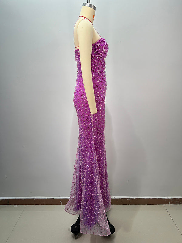 Amethyst Royale Beaded Gown