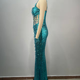 Aqua Dazzle Crystal Gown