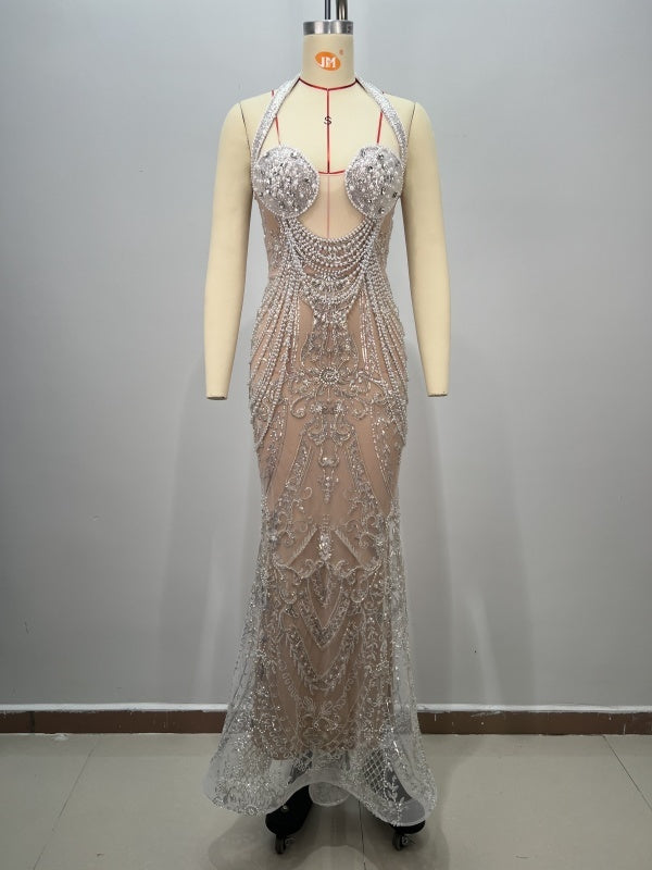 Beaded Nude Gown