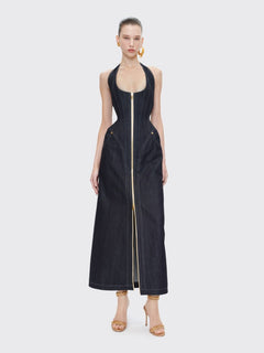 Denim Zip Maxi Dress