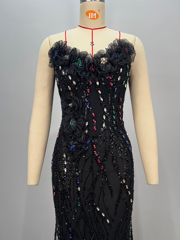 Galaxy Black Beaded Gown