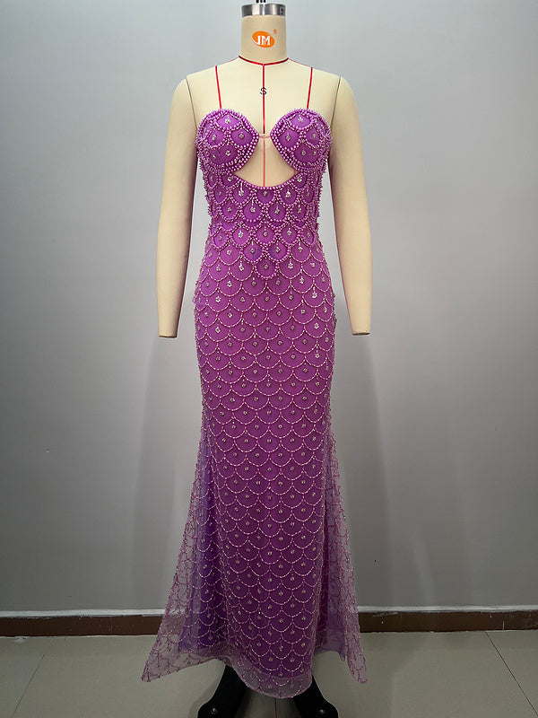 Amethyst Royale Beaded Gown