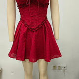 Crimson Ruffle Corset Mini Dress