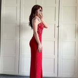 Red Strapless Gown