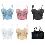 Ice Bloom Blue Lace Corset Top