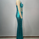 Aqua Dazzle Crystal Gown