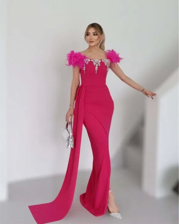 Feather Jewel Gown