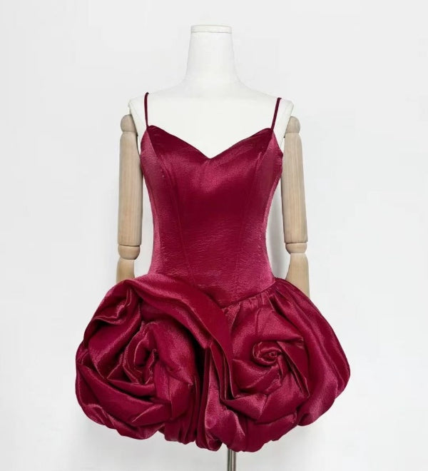 Burgundy Rose Mini Dress