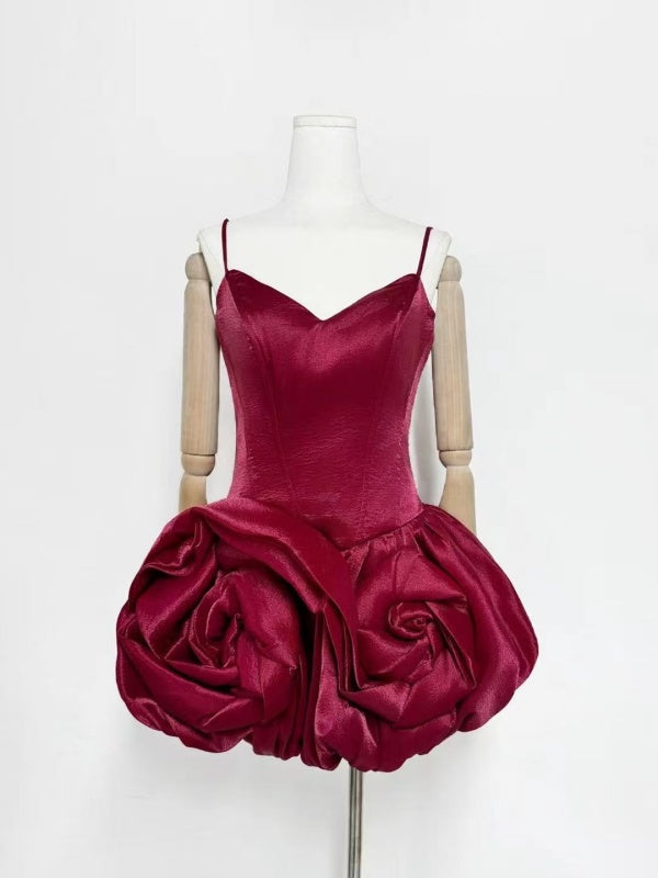 Burgundy Rose Mini Dress