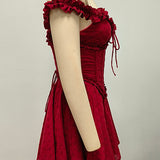 Crimson Ruffle Corset Mini Dress