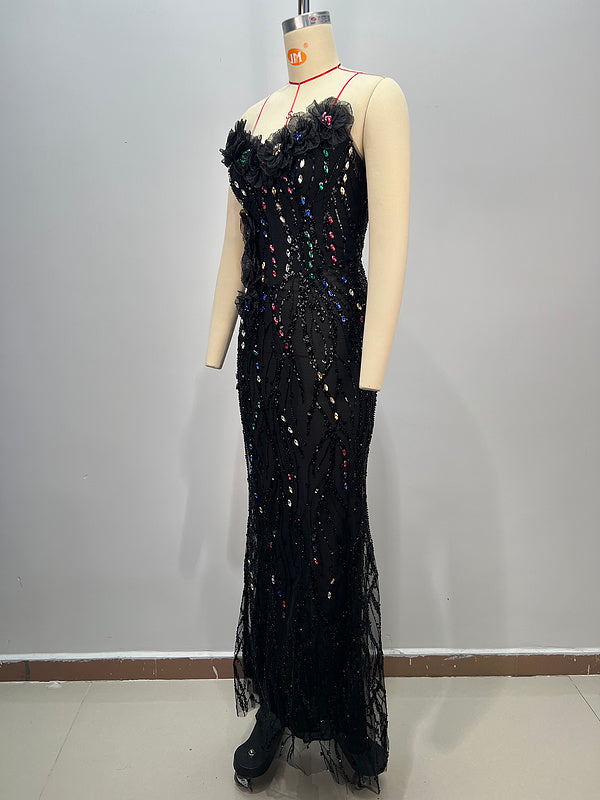Galaxy Black Beaded Gown