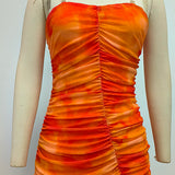 Clementine Ruched Strapless Midi