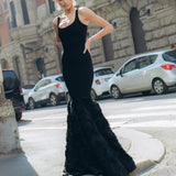Noir Rosette Mermaid Gown