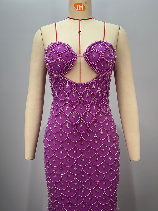 Amethyst Royale Beaded Gown