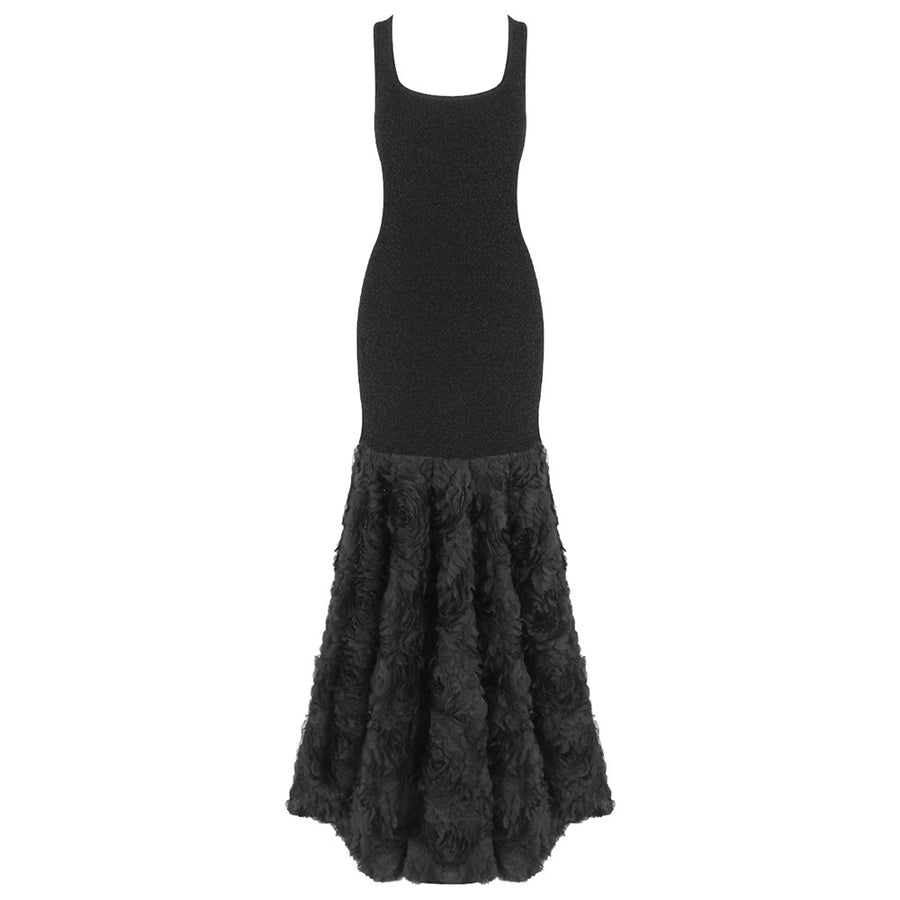 Noir Rosette Mermaid Gown
