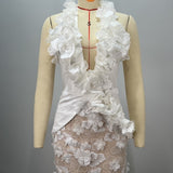 White Floral Mermaid Dress