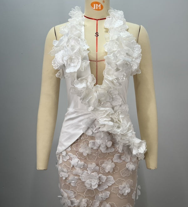 White Floral Mermaid Dress