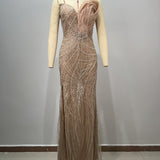 Sequin One-Shoulder Gown