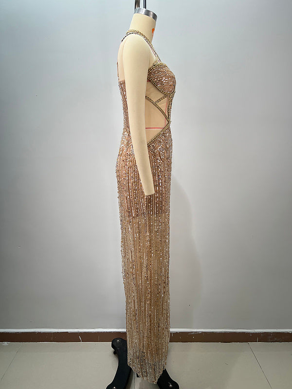 Golden Hour Cutout Sequin Gown