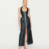 Denim Zip Maxi Dress