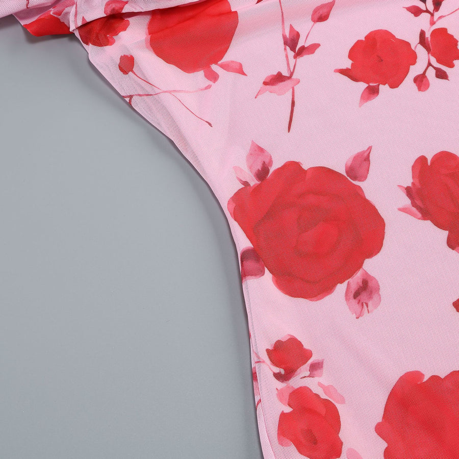 Rosé Bloom Ruffle Dress