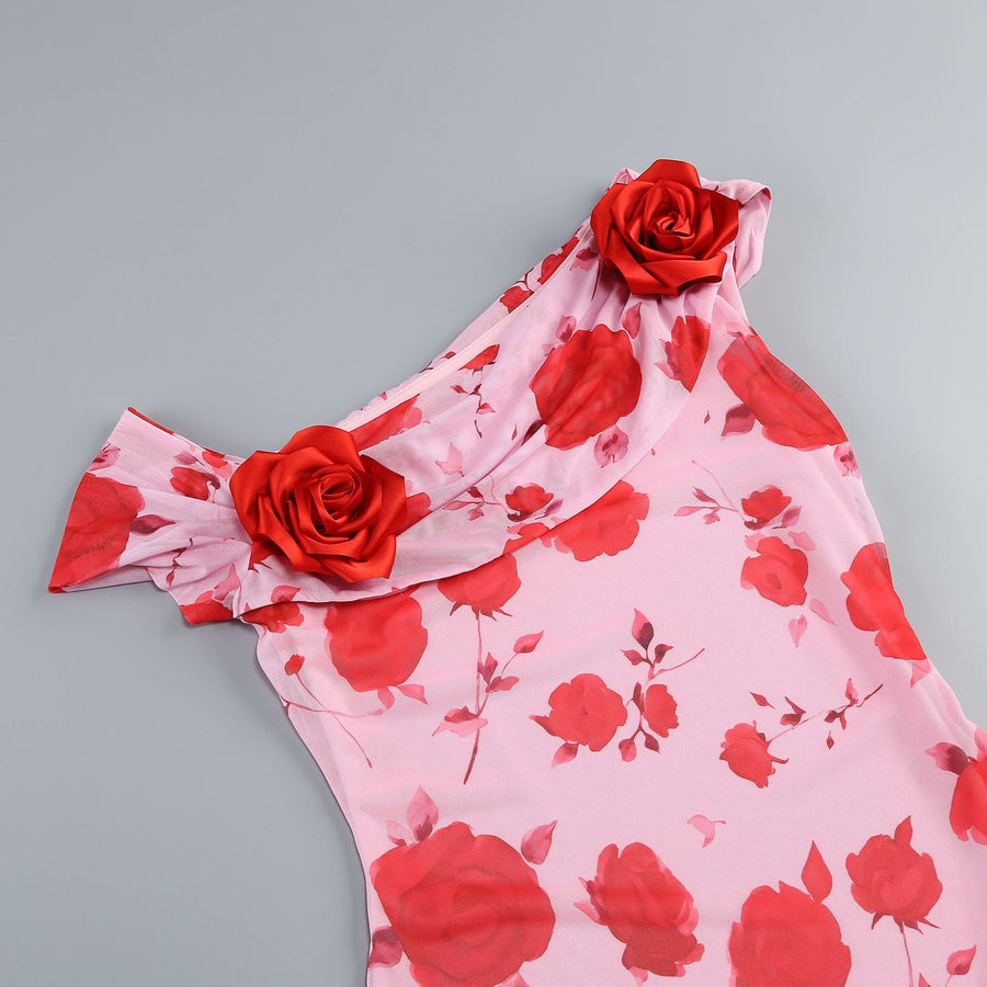 Rosé Bloom Ruffle Dress