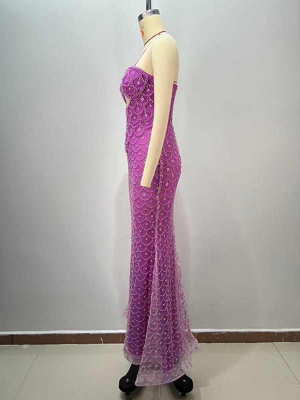Amethyst Royale Beaded Gown