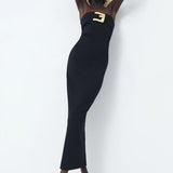 Black Strapless Midi