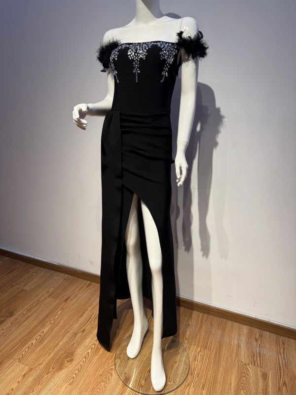 Feather Jewel Gown
