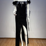 Feather Jewel Gown
