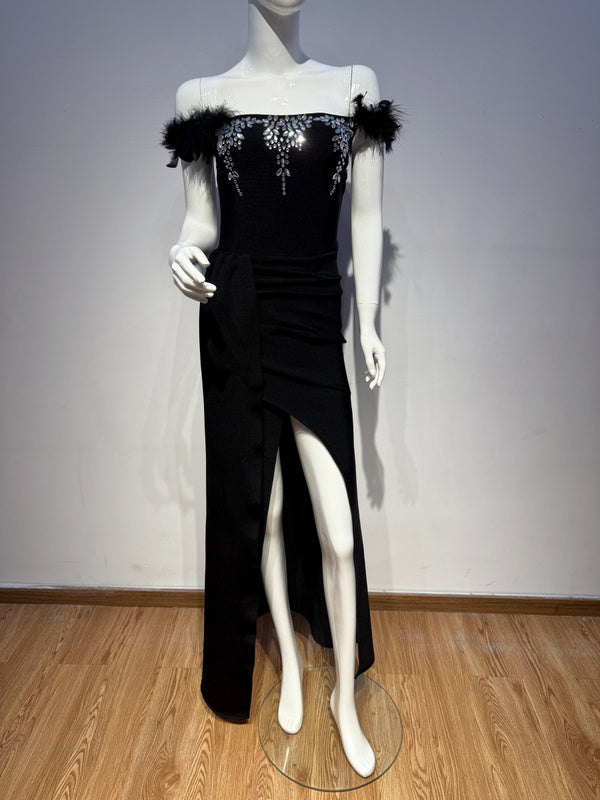 Feather Jewel Gown