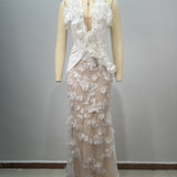 White Floral Mermaid Dress