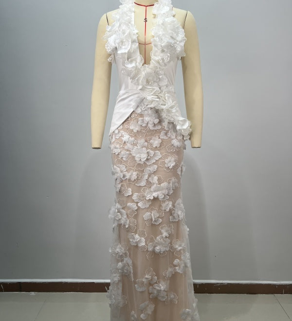 White Floral Mermaid Dress