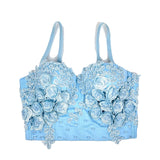 Ice Bloom Blue Lace Corset Top