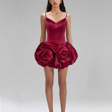 Burgundy Rose Mini Dress