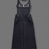 Denim Zip Maxi Dress