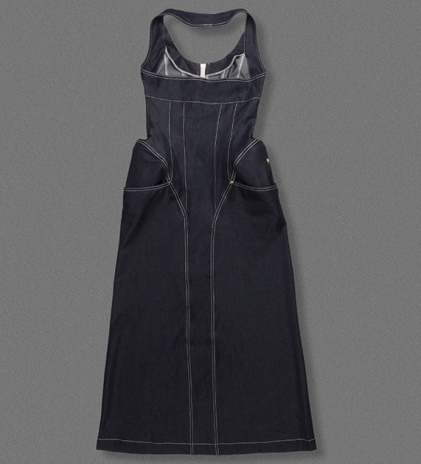 Denim Zip Maxi Dress