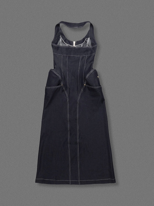 Denim Zip Maxi Dress