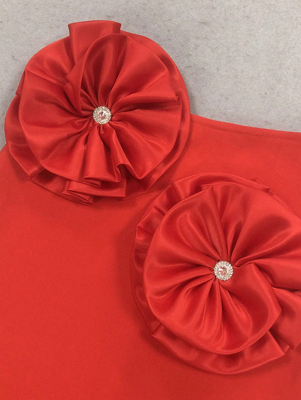 Rouge Column Satin Skirt