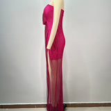 Fuchsia Flame Draped Slit Gown