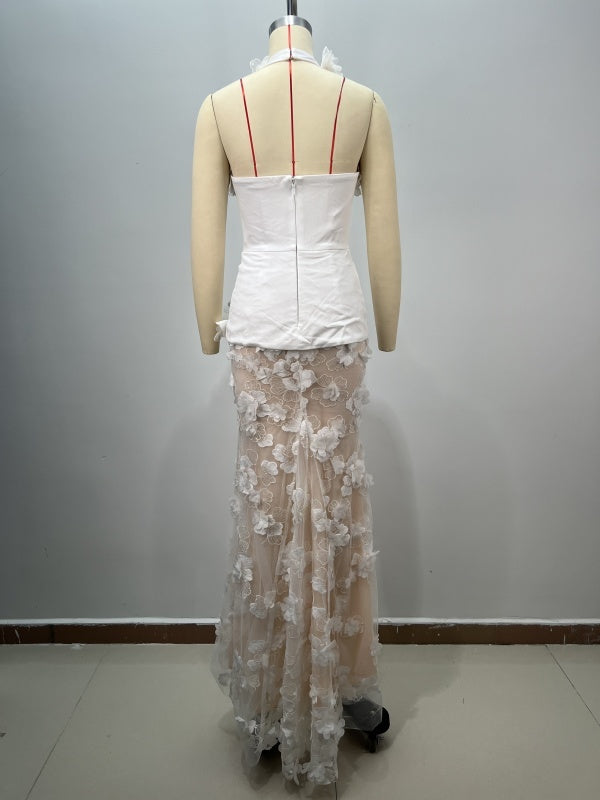 White Floral Mermaid Dress