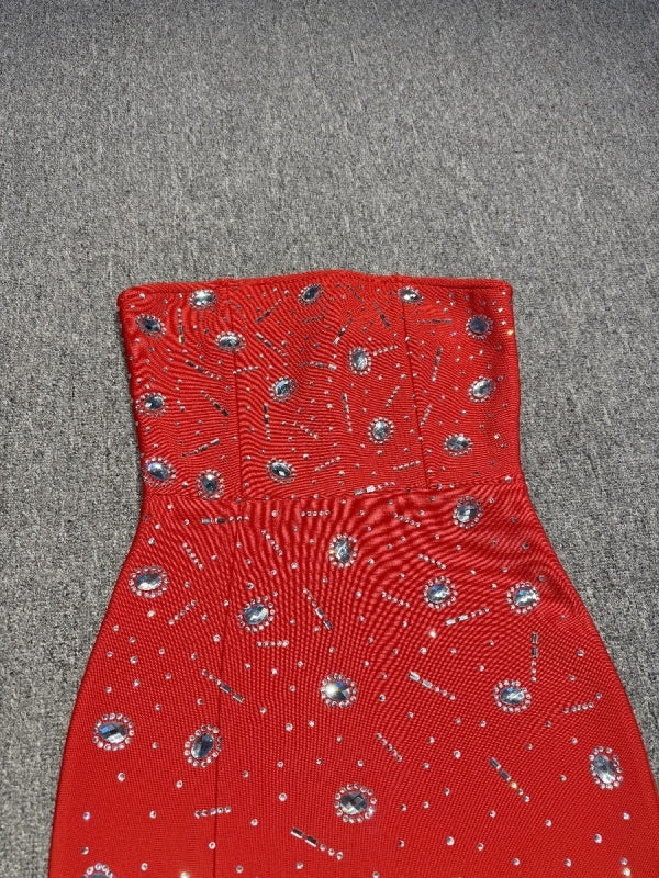 Red Strapless Gown