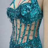 Aqua Dazzle Crystal Gown