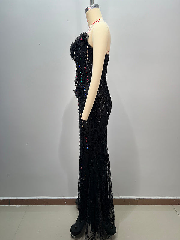 Galaxy Black Beaded Gown