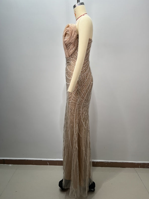 Sequin One-Shoulder Gown