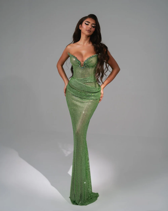 Emerald Seduction Mesh Gown