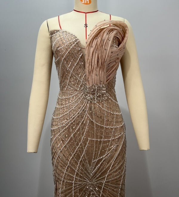 Sequin One-Shoulder Gown