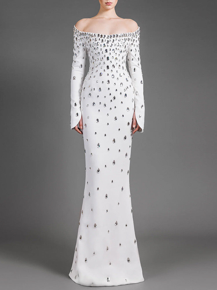 Embellished Off-Shoulder Gown