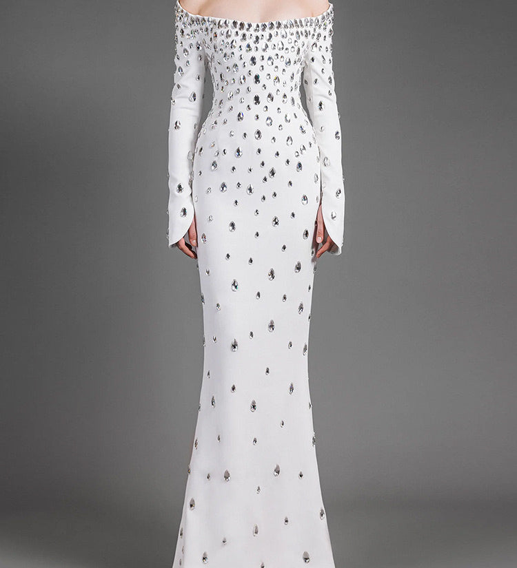 Embellished Off-Shoulder Gown