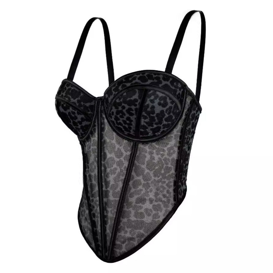 Leopard Mesh Corset